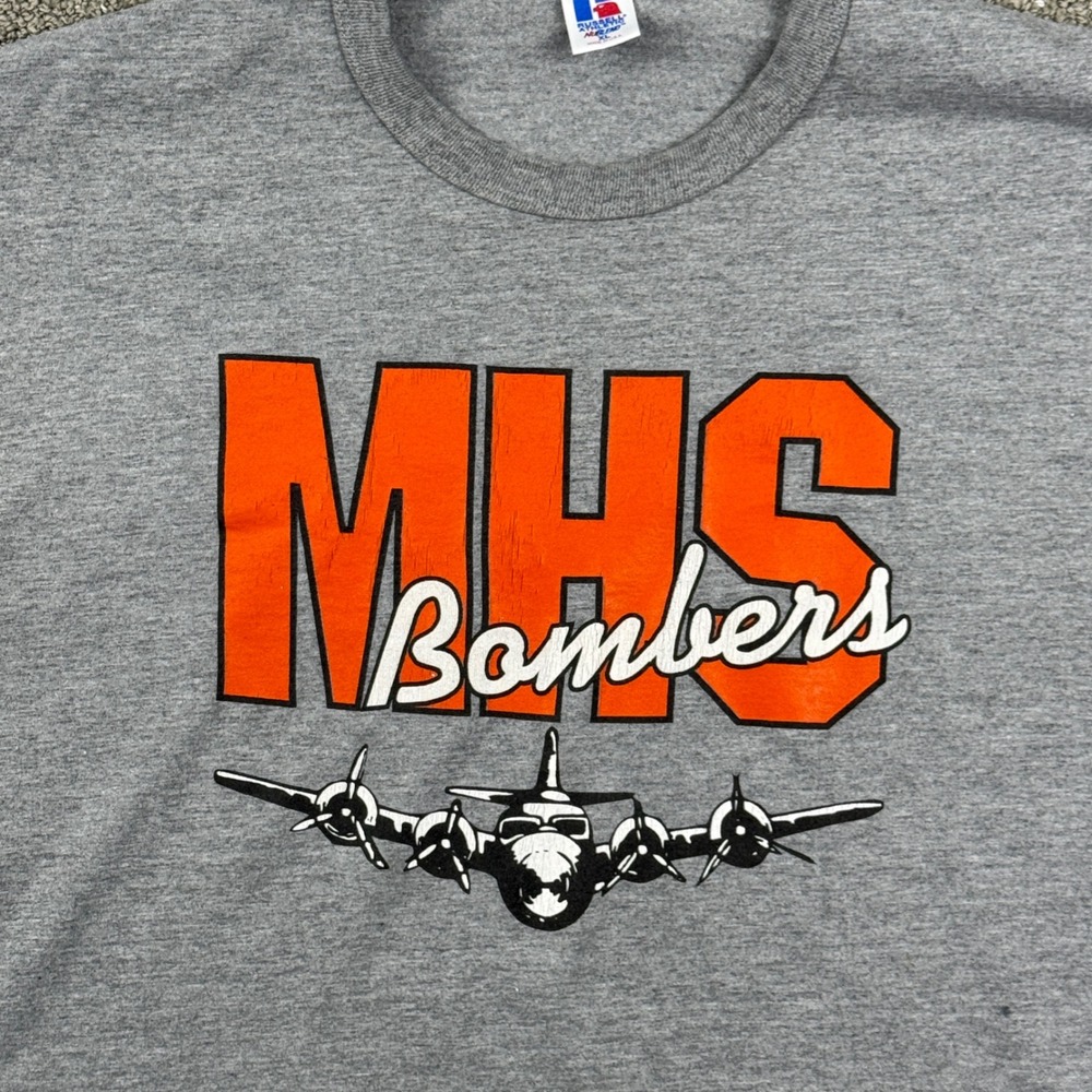 Russell Athletic T-Shirt Mens XL Gray MHS‎ Bombers Graphic Vintage Sportswear